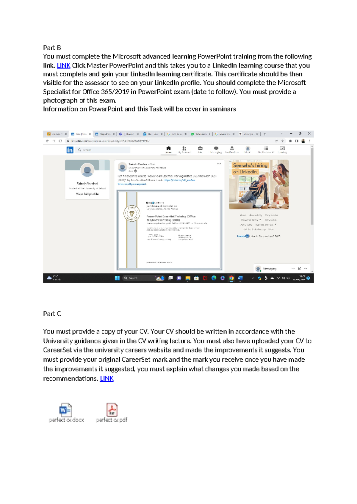 Final Assignment of the year - Part B You must complete the Microsoft ...