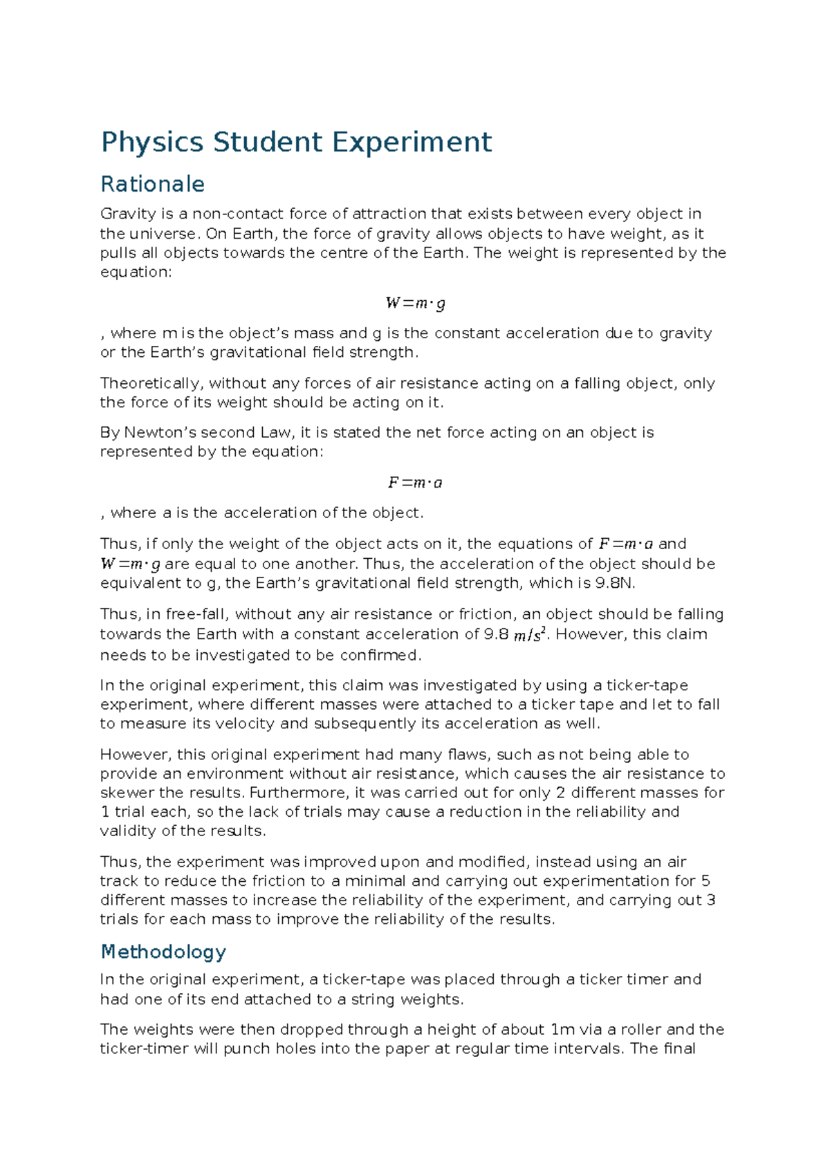 Physics Experiment - very bad draft - Physics Student Experiment ...