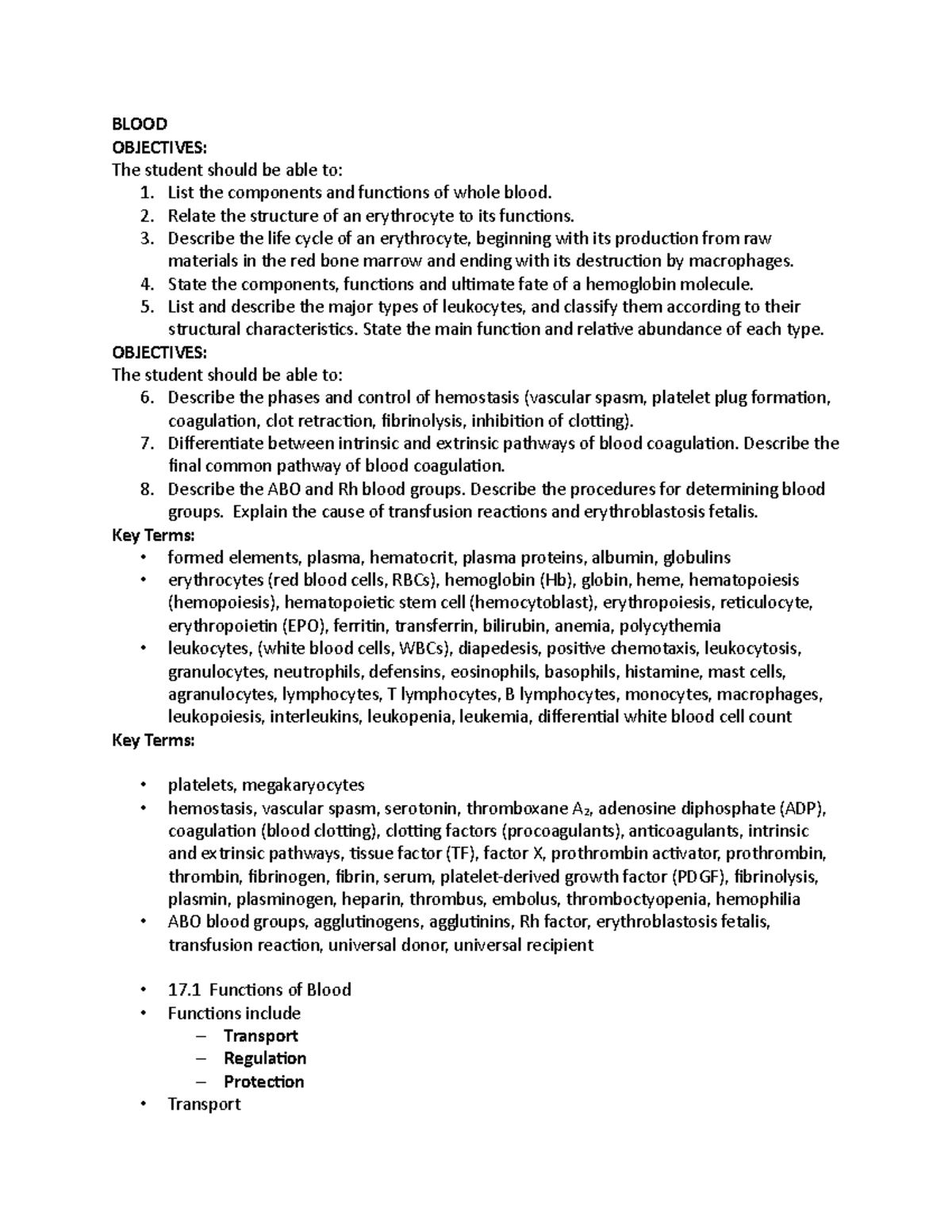 Chapter 17 Blood Lecture Notes 1 Studocu