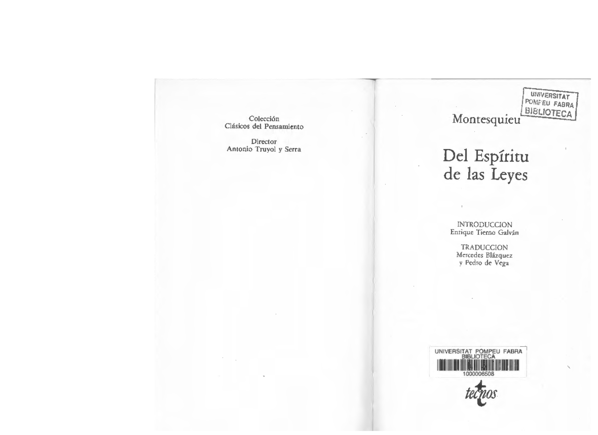 Montesquieu - El espíritu de las leyes (Selecció) - Colección Clásicos