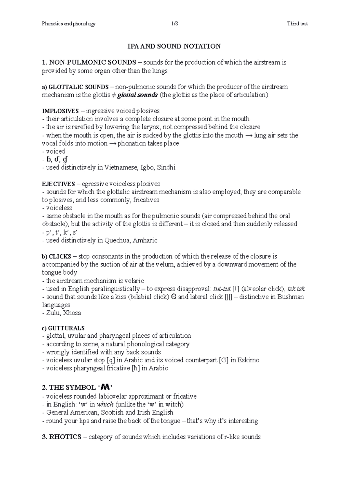 Fonfon skripta IPA AND SOUND NOTATION 1. NONPULMONIC SOUNDS sounds