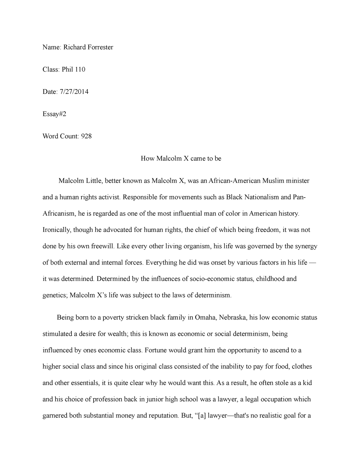 an essay about malcom x