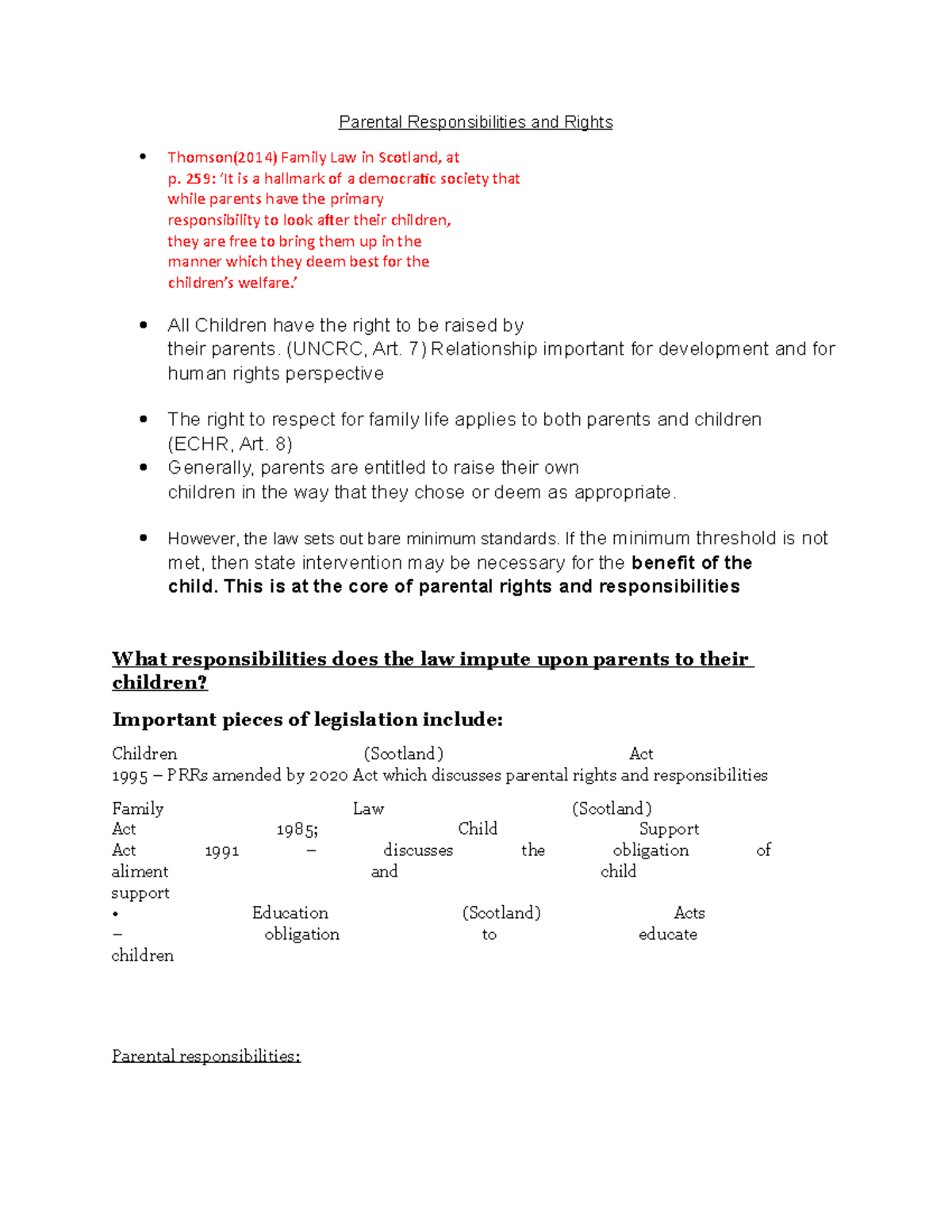 Family Law Parental Responsibilities and Rights - Parental ...