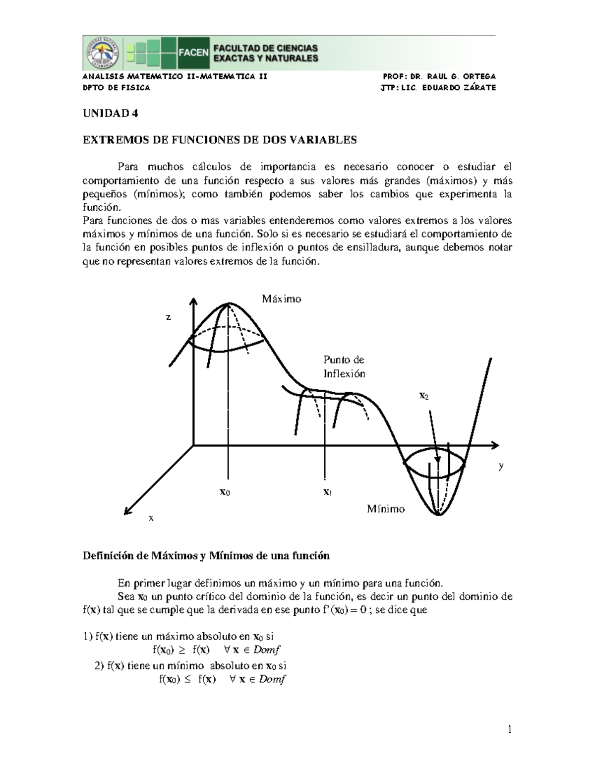 4 Extremos DE Funciones DE DOS Variables-convertido - DPTO DE FISICA ...