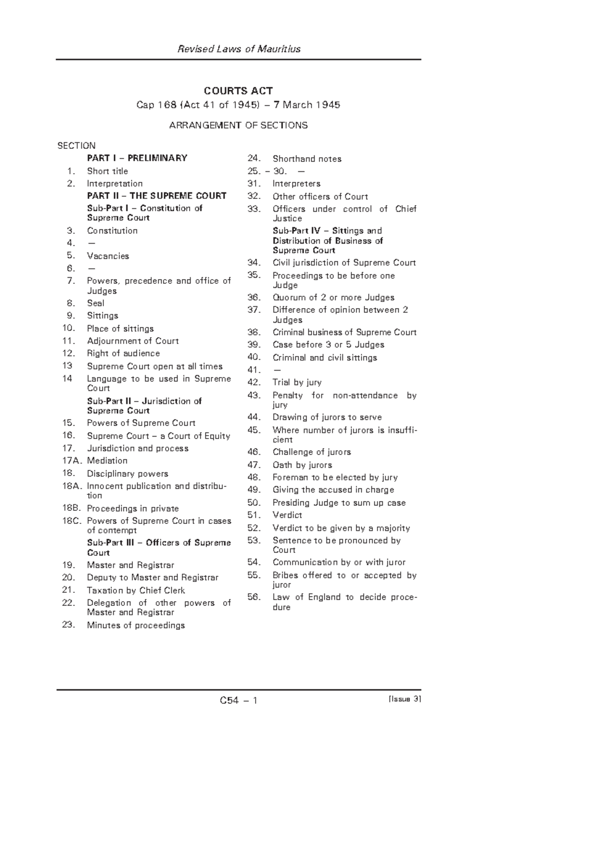 Courts ACT - Revised Laws of Mauritius C54 – 1 [Issue 3] COURTS ACT Cap ...