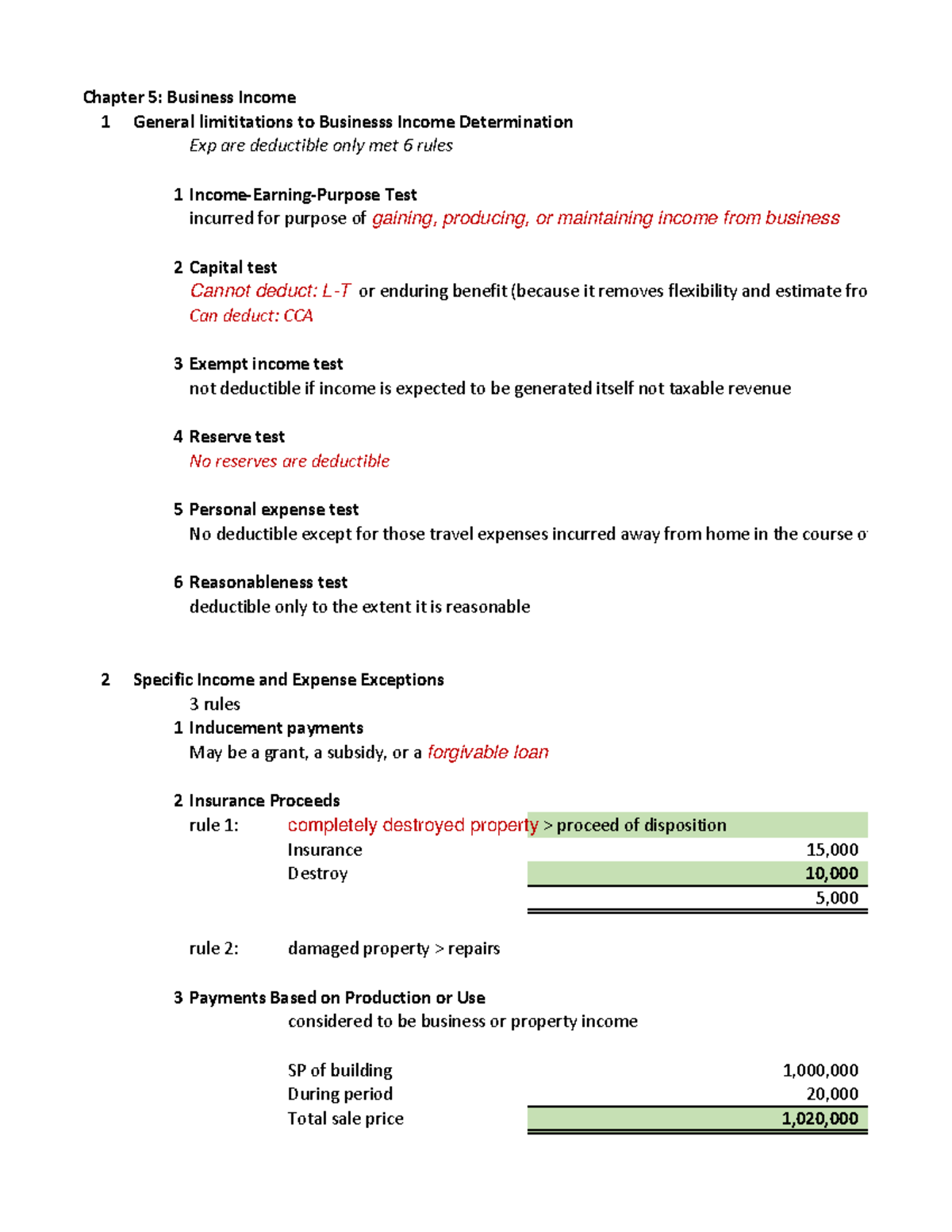 Ch.5 Taxation - Summary ch,5 Business income - Chapter 5: Business ...