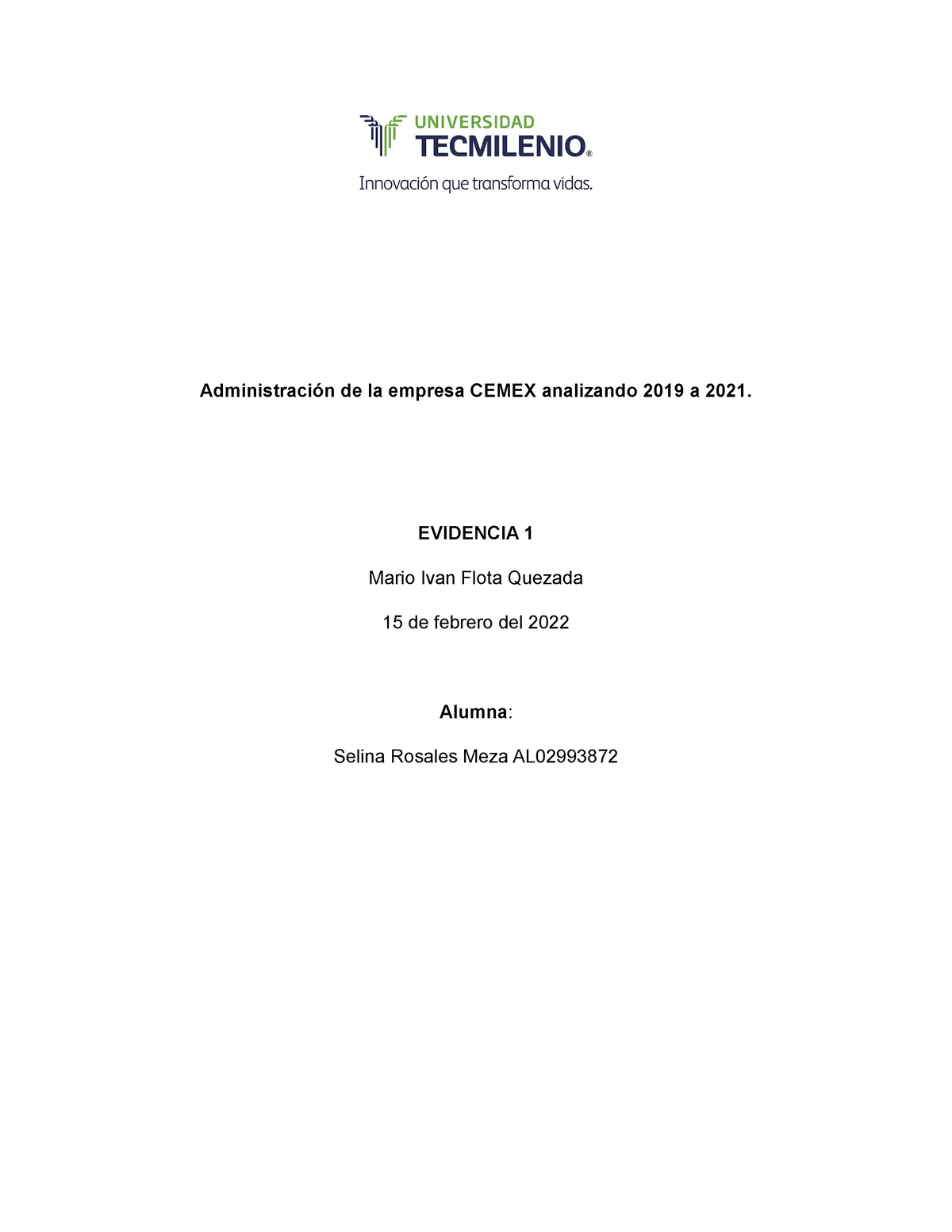 Evidencia 1 Cemex 02-15 - Administración De La Empresa CEMEX Analizando ...