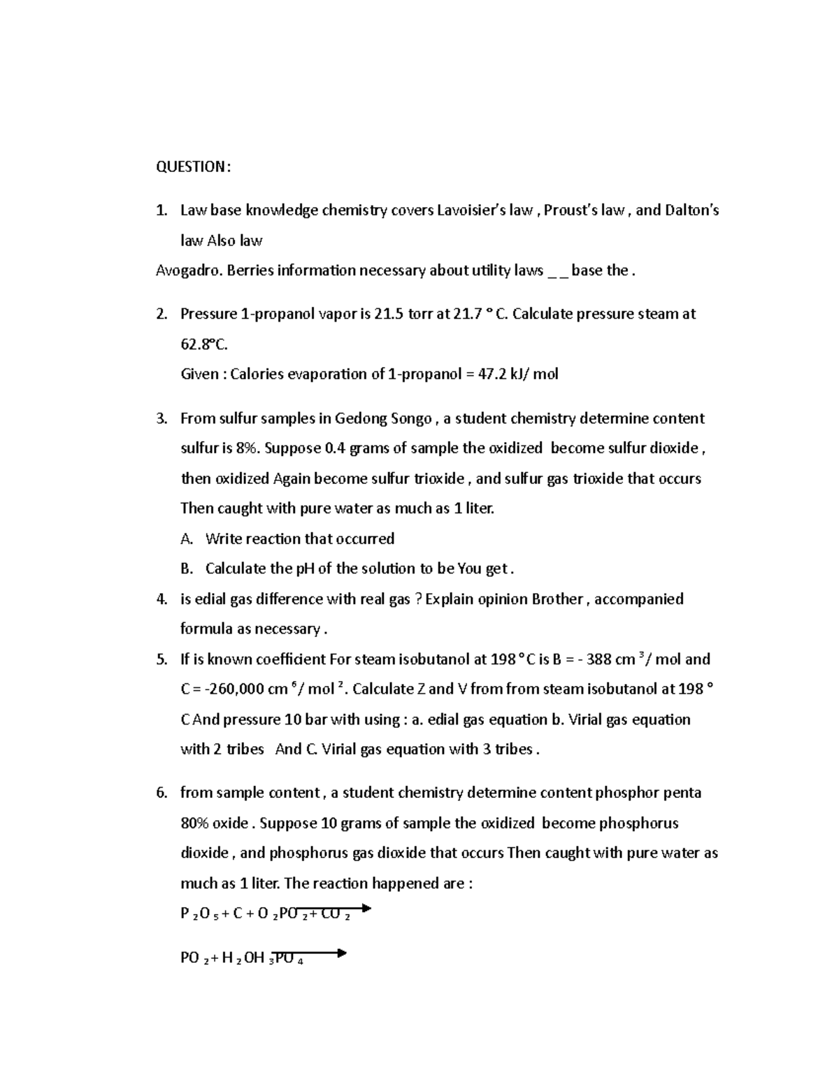 A number of law base chemistry - QUESTION: Law base knowledge chemistry ...