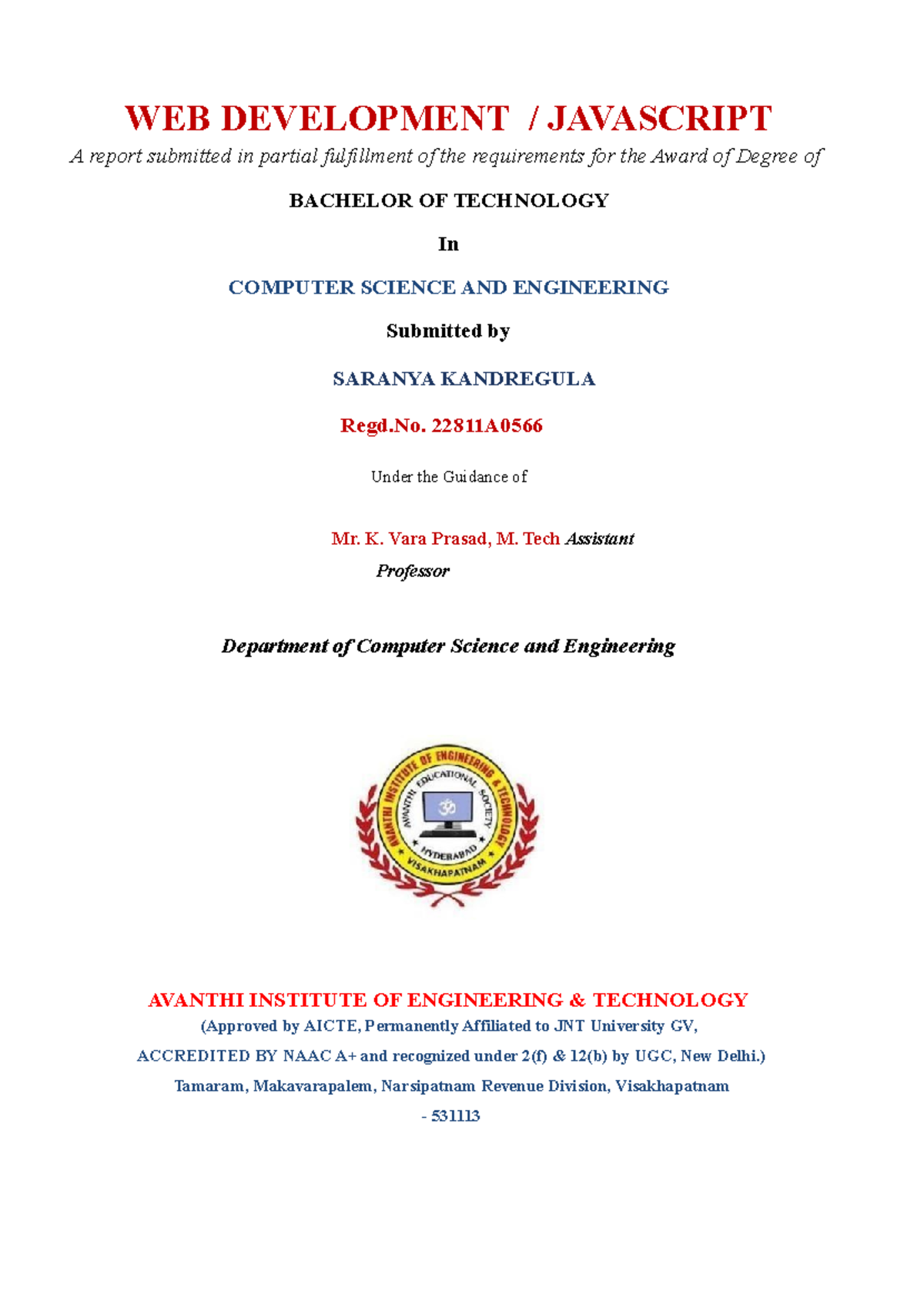 Saranya 2 merged - documentation - WEB DEVELOPMENT / JAVASCRIPT A ...