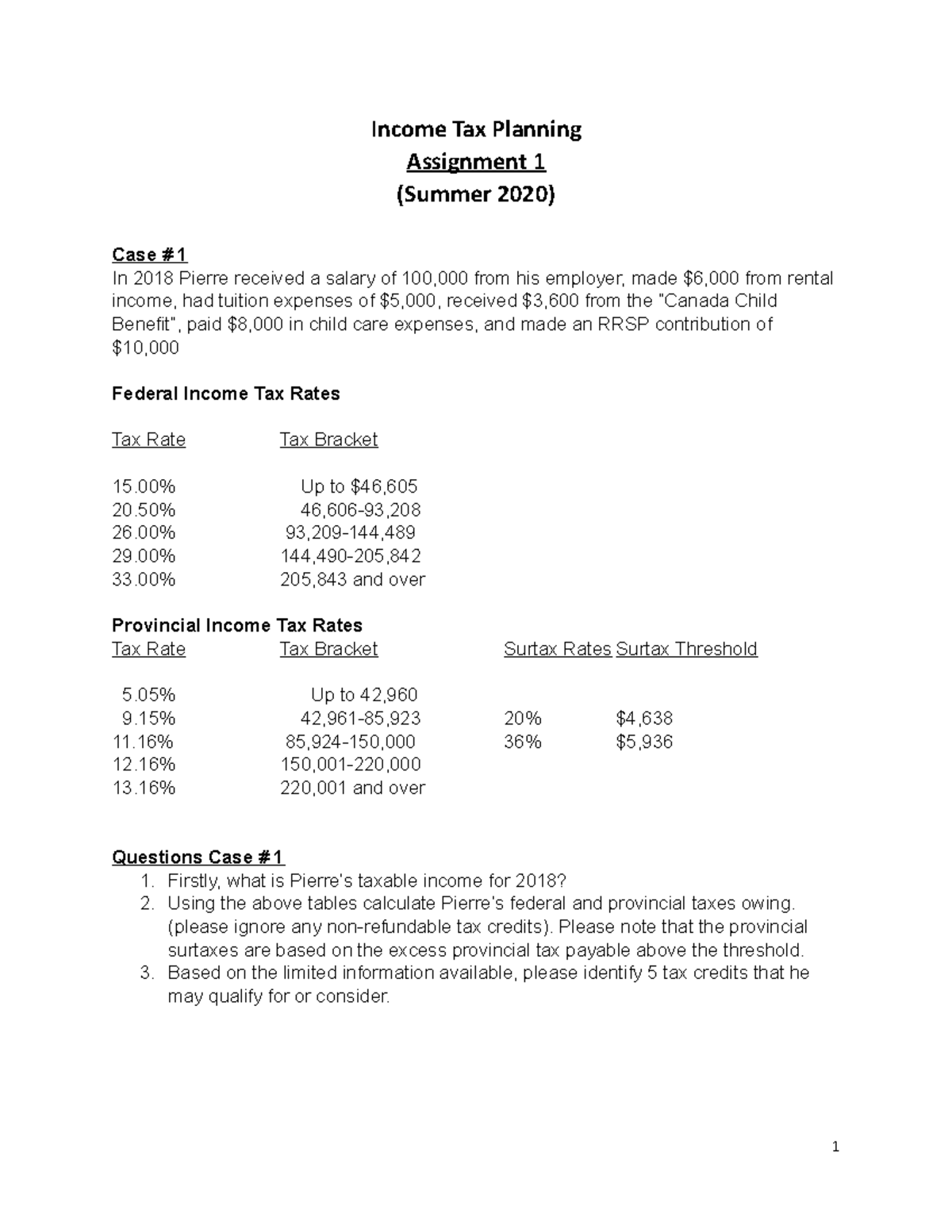 tax planning assignment