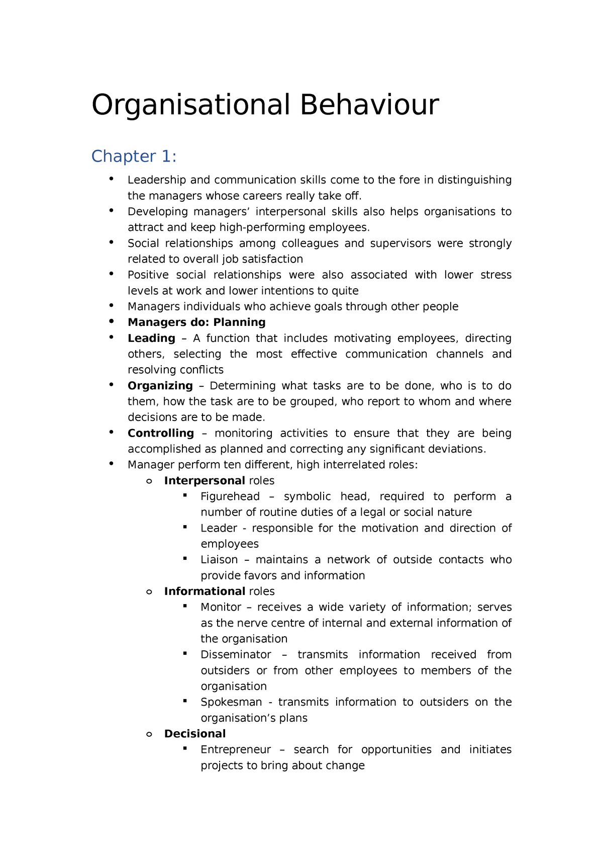 organisational behaviour assignment pdf