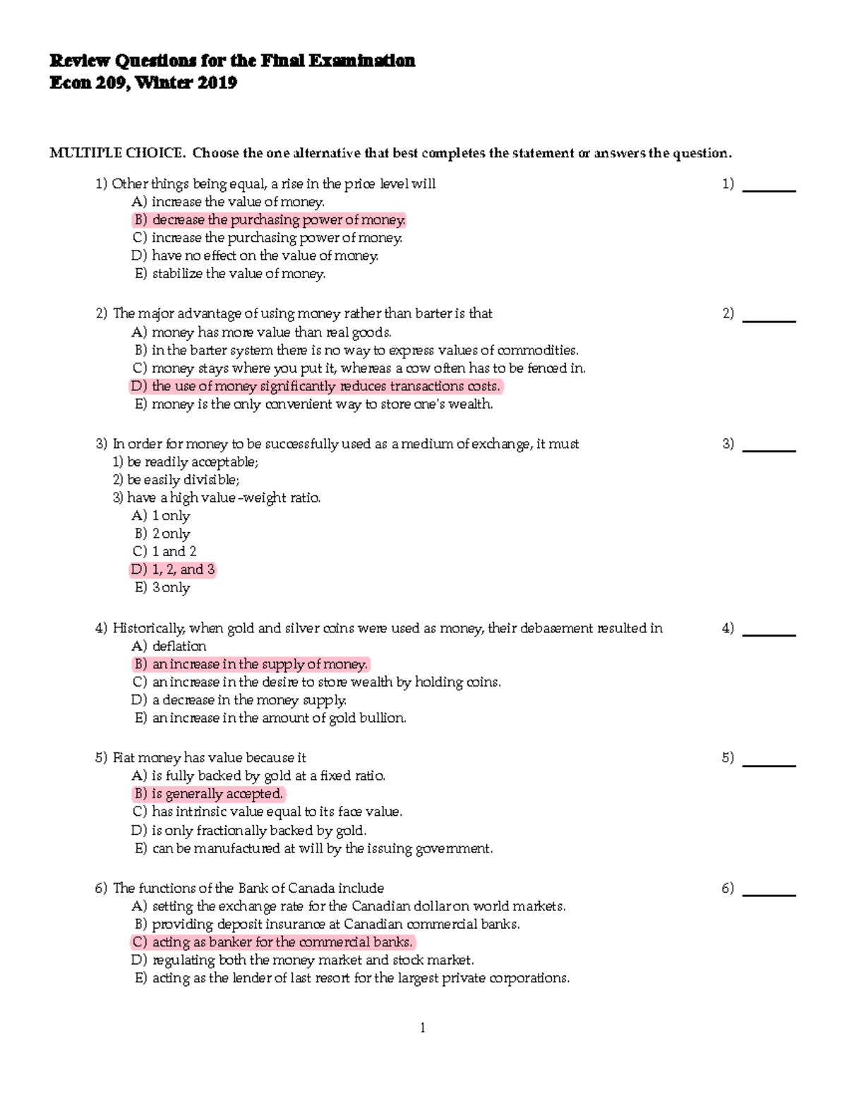 Final Review Questions - Review Questions For The Final Examination ...