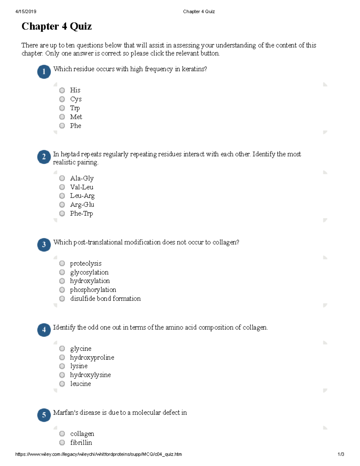 Chapter 4 Quiz - 4/15/2019 Chapter 4 Quiz - Studocu