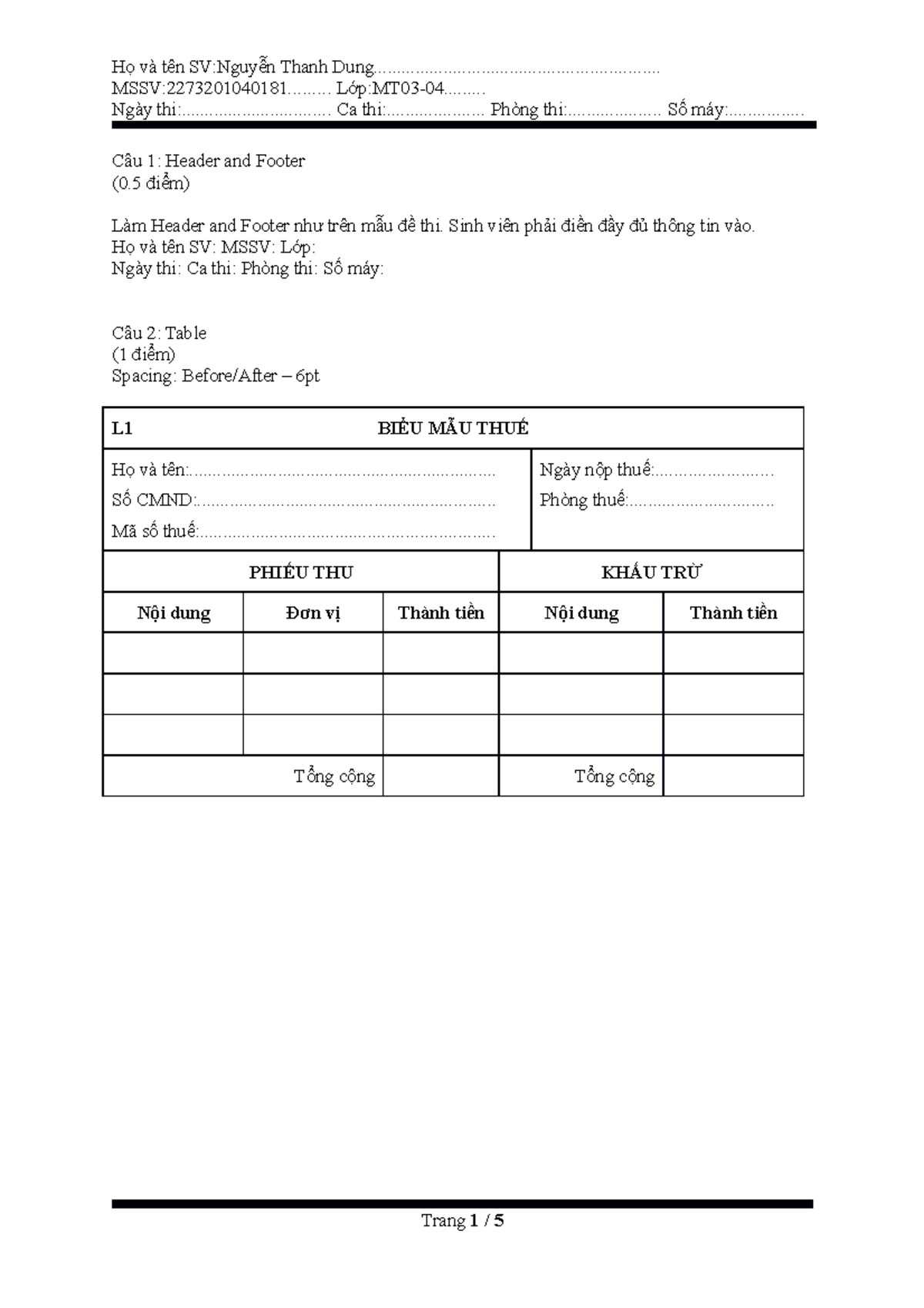 ON TAP DE 01 - tin - MSSV:2273201040181......... Lớp:MT03-04 ...