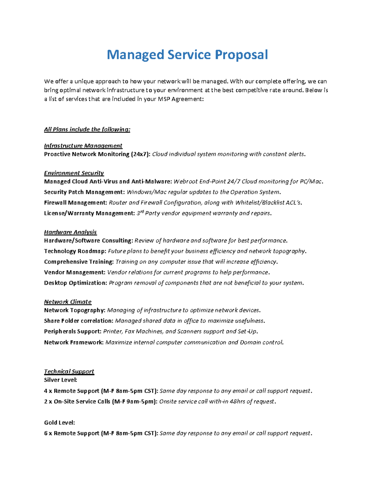 MSP Complete Terms and Conditions - Managed Service Proposal We offer a ...