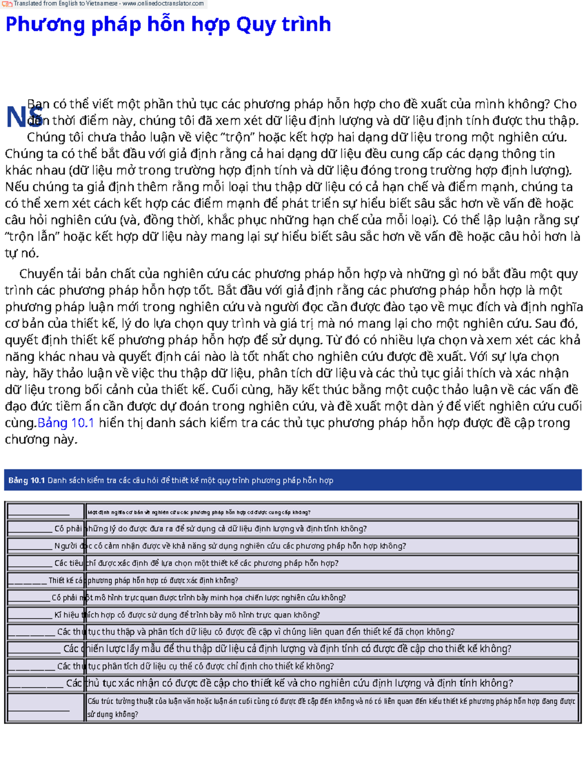 Mixed Methods approaches - Phương pháp hỗn hợp Quy trình NS Bạn có thể viết một phần thủ tục các - Studocu