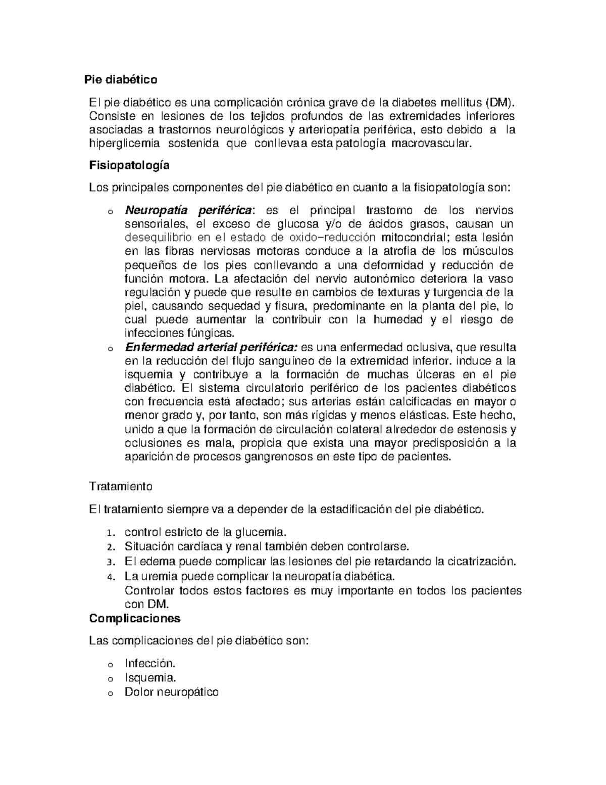 Pie diabético resumen Pie diabético EI pie diabético es una