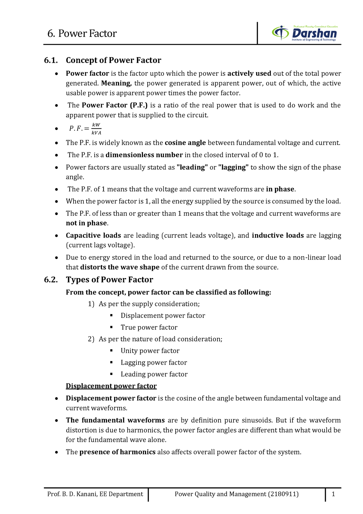 Basic Power Factor - 6. Concept Of Power Factor Power Factor Is The ...