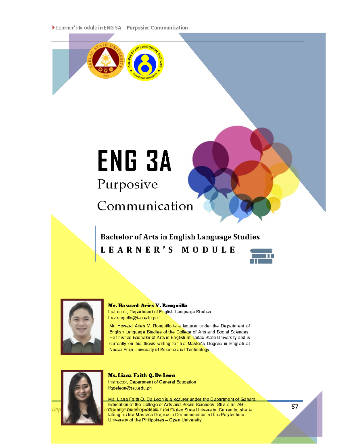 Purposive Communication Eng 3A Module 1 - Department of English ...