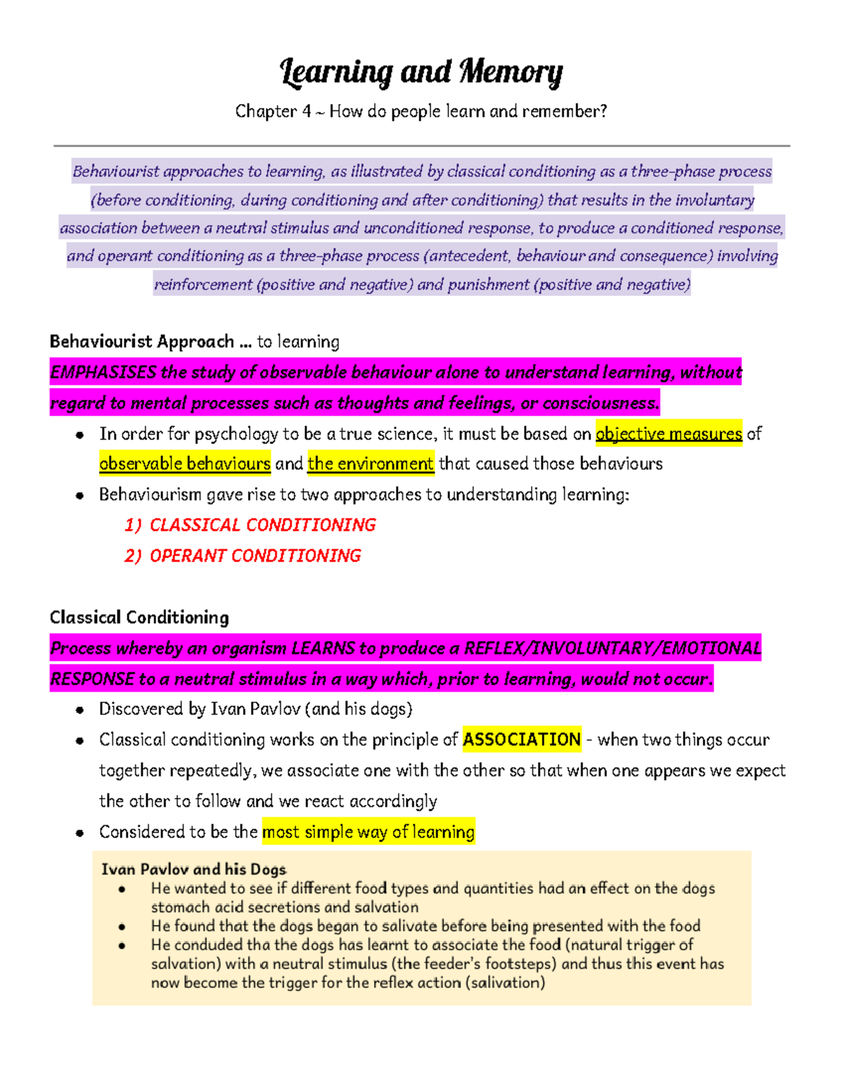 Learning And Memory Psychology Unit 3 And 4 VCE - Learnin An Memor ...