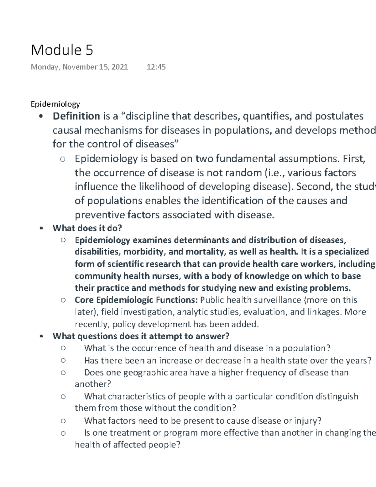 Module 5 - Spring 2022 - Epidemiology Definition is a “discipline that ...