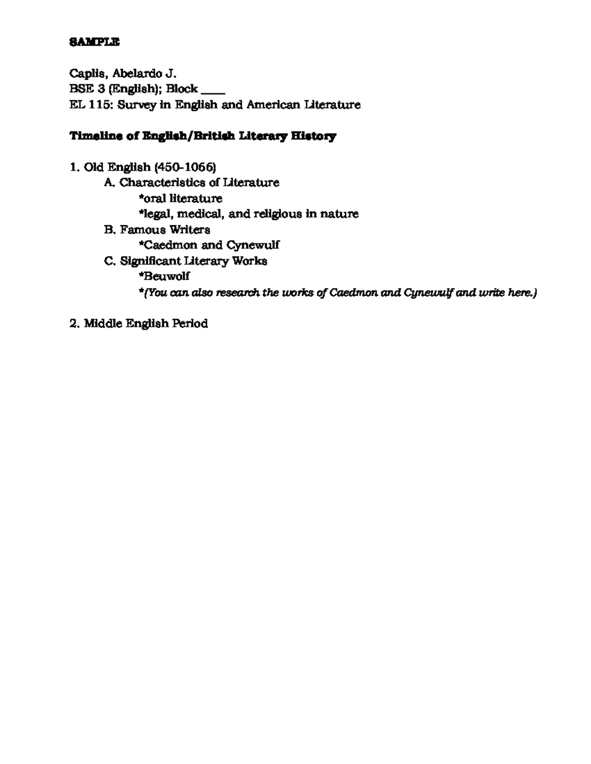 Sample Timeline-of-English British-Literary-History - SAMPLE Caplis ...