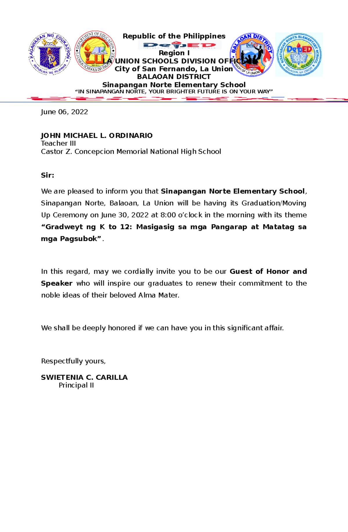 Letter Guest OF Honor teach us how to make an action research that we