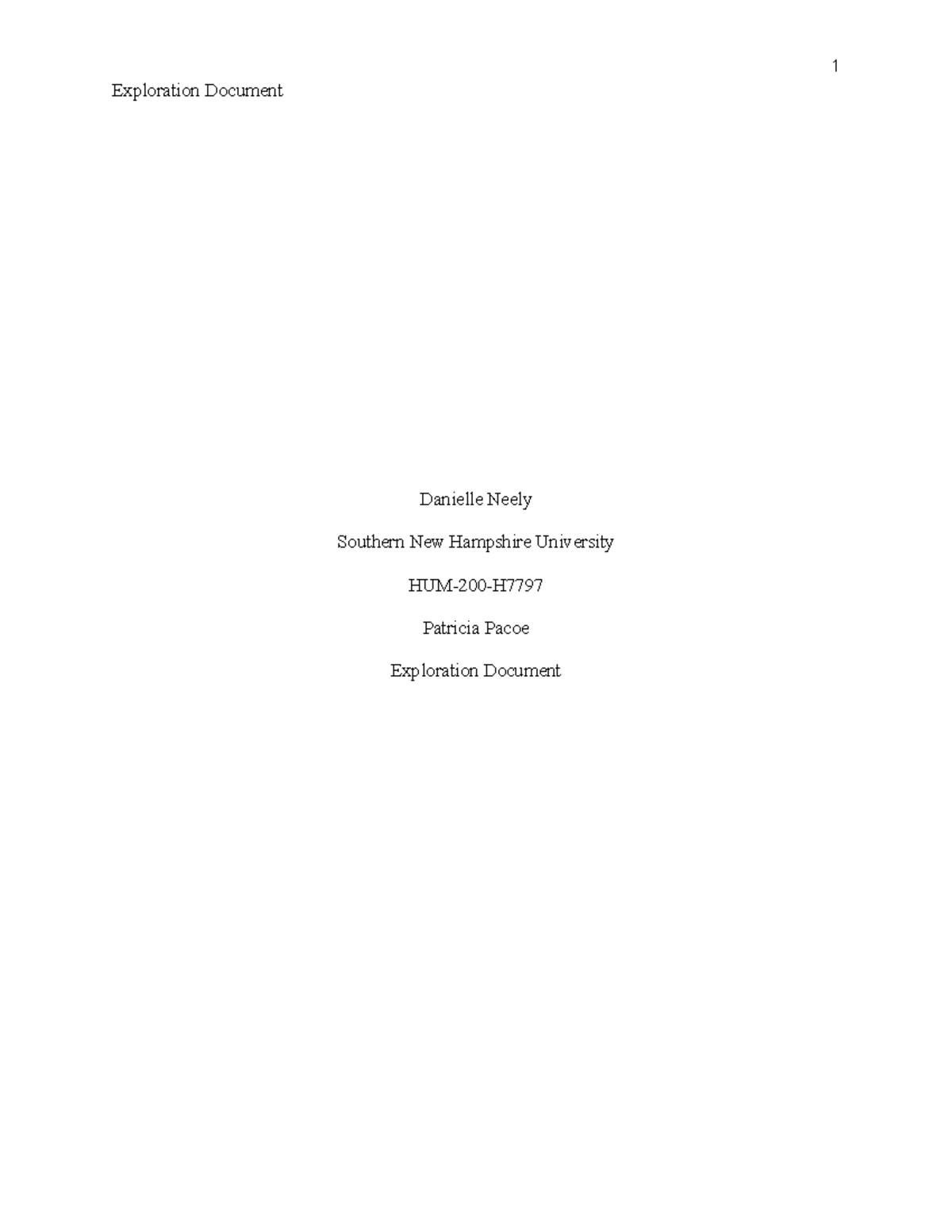 Exploration Document Part One - Exploration Document Danielle Neely ...