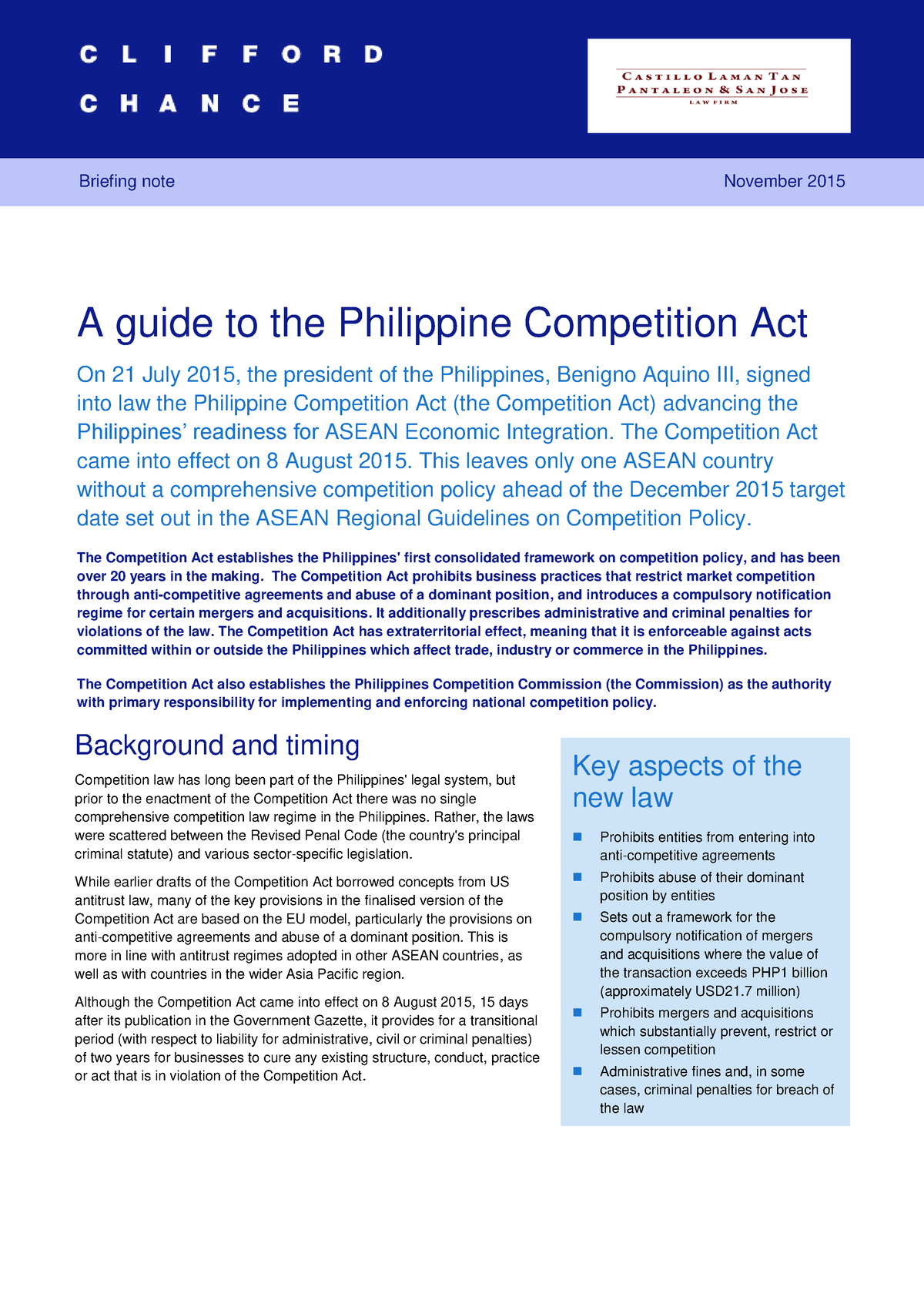 Briefer On Philippine Competition Act - A Guide To The Philippine ...