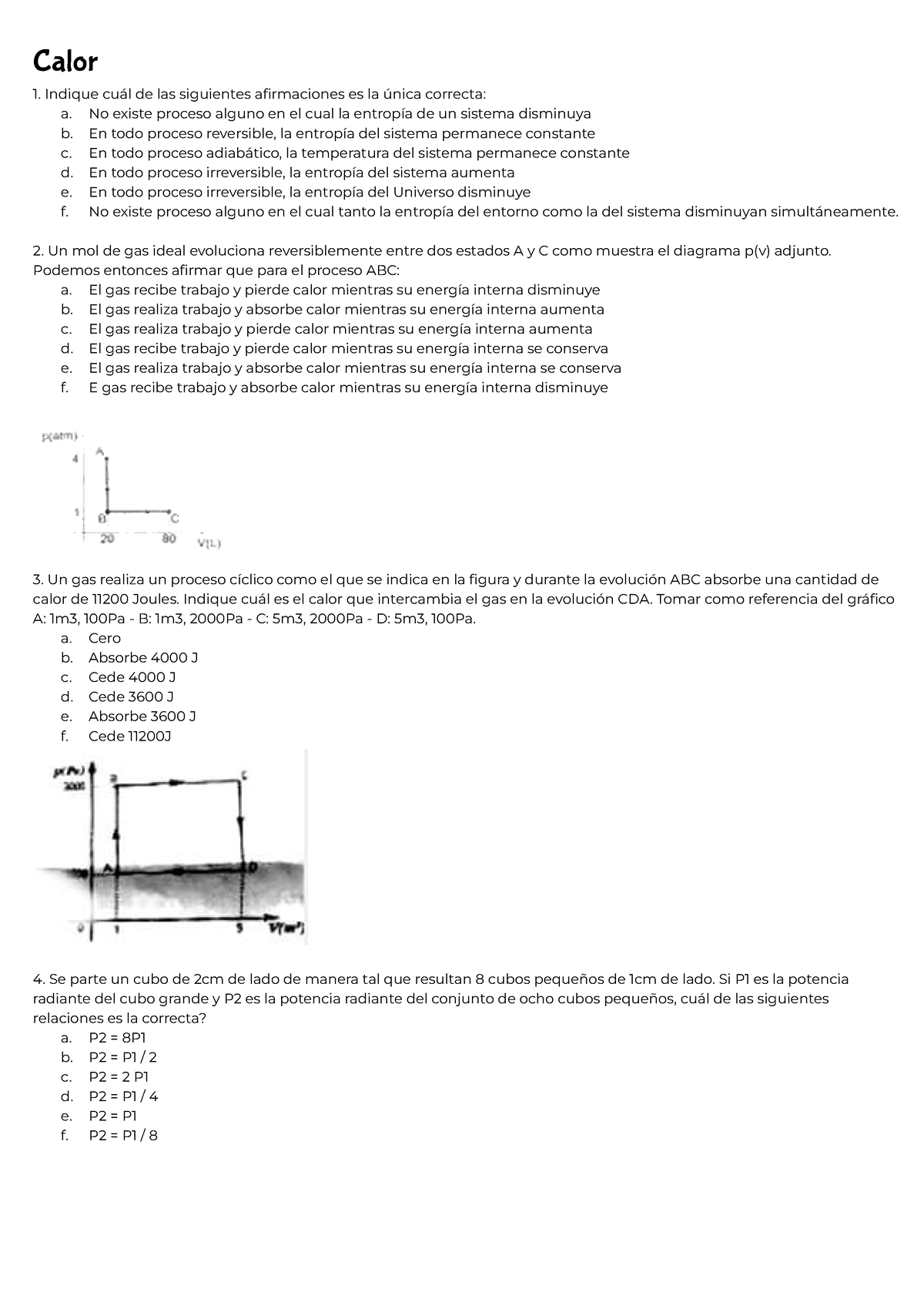 Modelo De Examen Calor Y Electricidad.docx - Calor Indique Cuál De Las ...