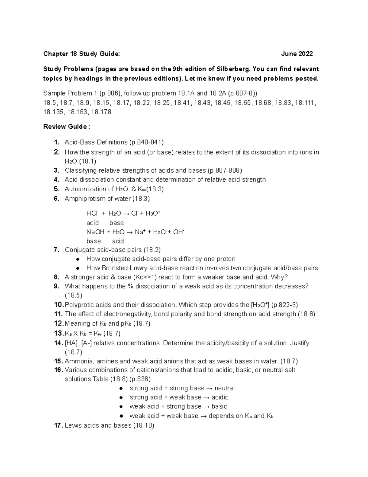 Chapter 18 Study Guide homework CHEM 1B De Anza Studocu