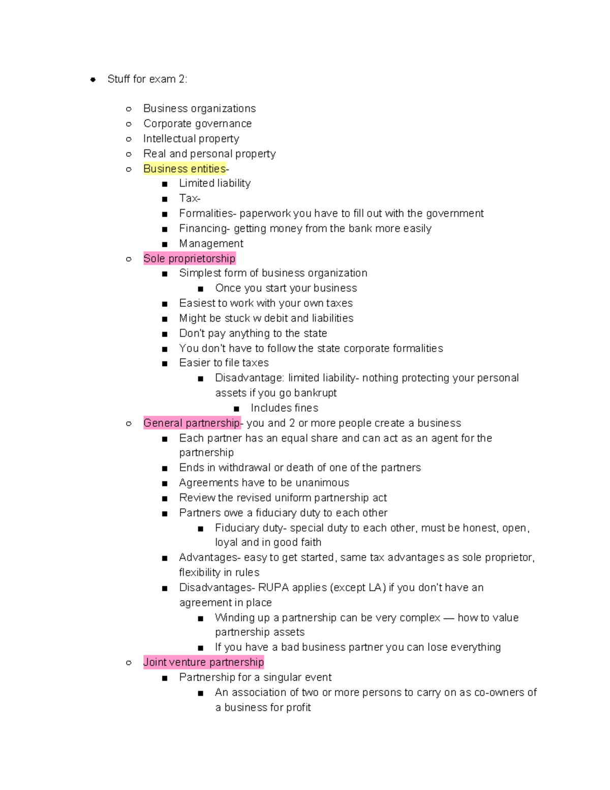 BLAW test 2 notes - Everything you need to know for exam 2, includes ...