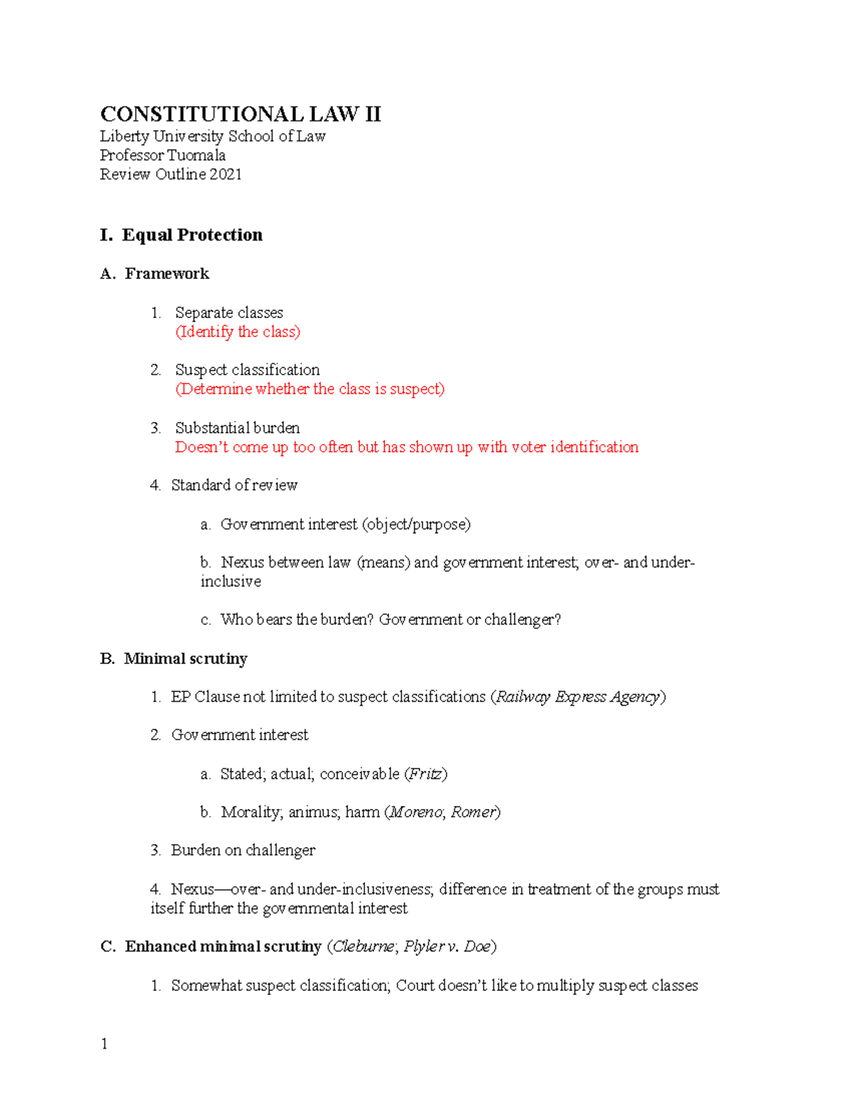 Con+Law+II+Final+Outline+2021 - CONSTITUTIONAL LAW II Liberty ...