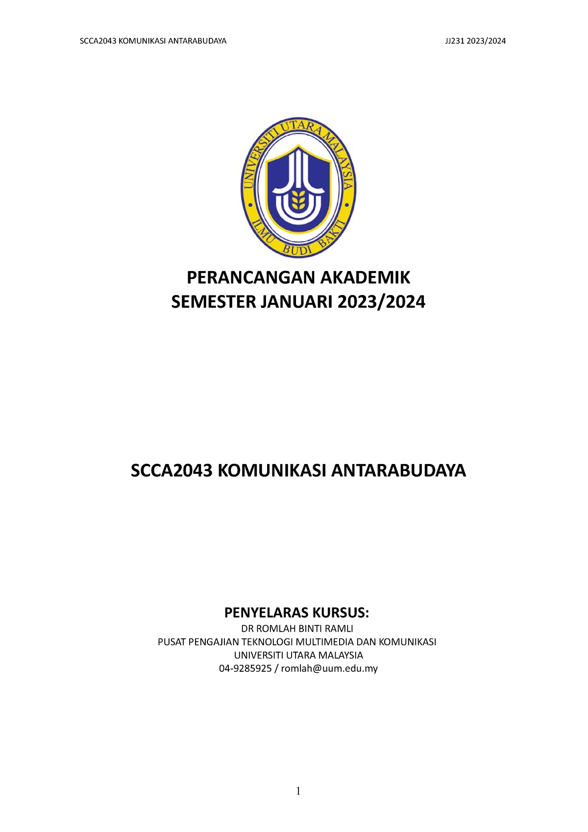 JJ231 SCCA2043 Perancangan Akademik - PERANCANGAN AKADEMIK SEMESTER ...