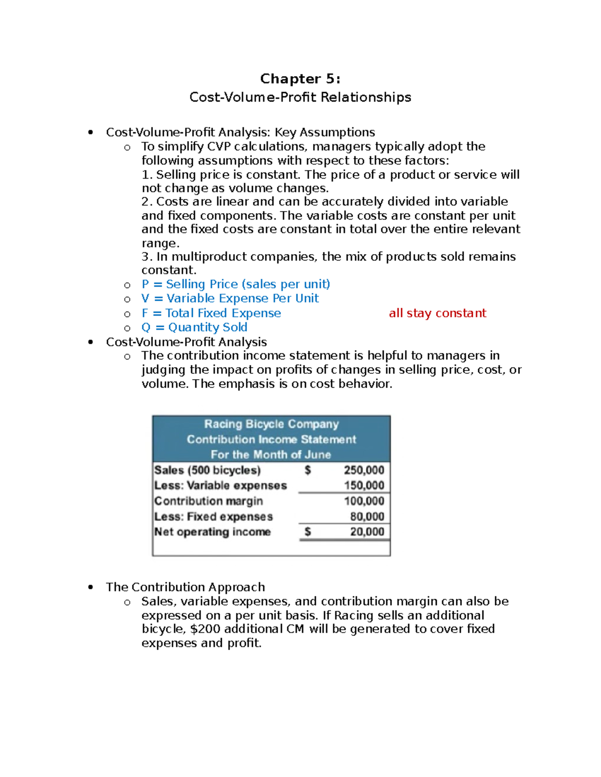 Chapter 5 - Cost-Volume-Profit Relationships - Chapter 5: Cost-Volume ...