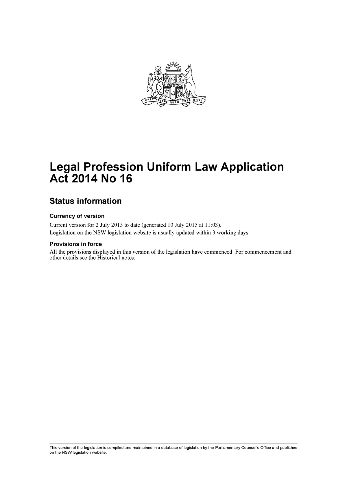 Legal Profession Uniform Law Application Act 2014 (NSW) This version