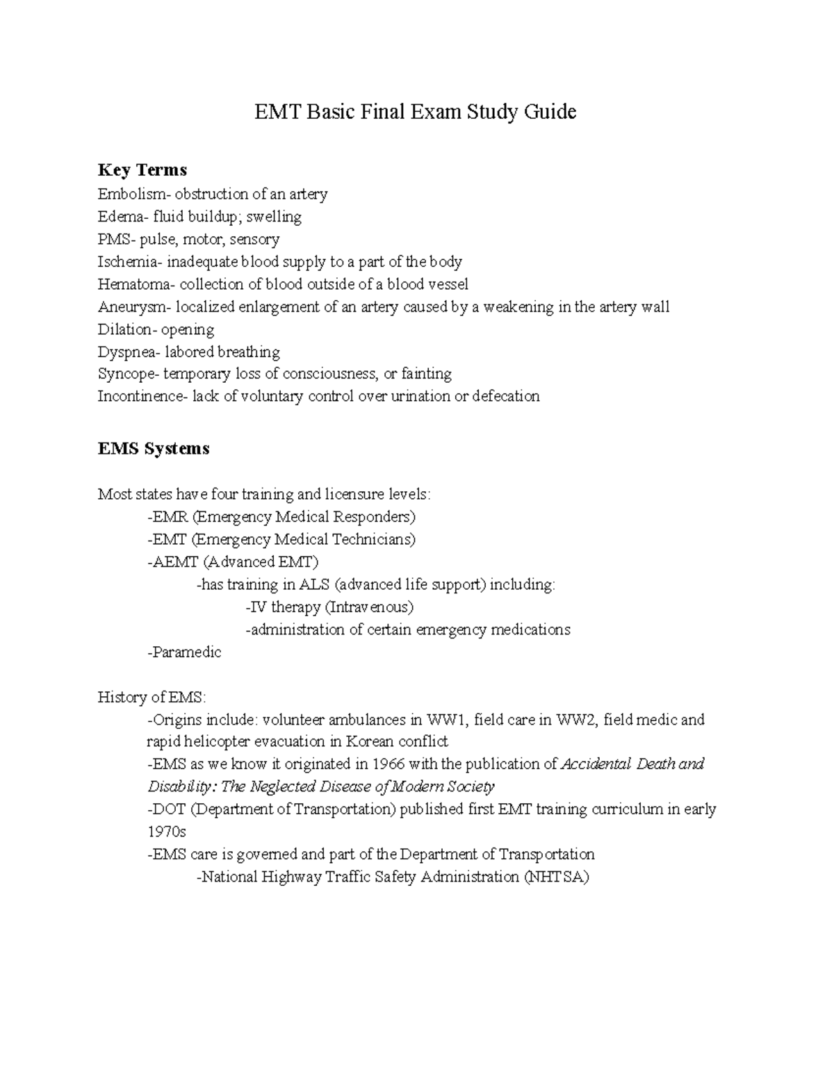 Printable Emt Study Guide Printable World Holiday