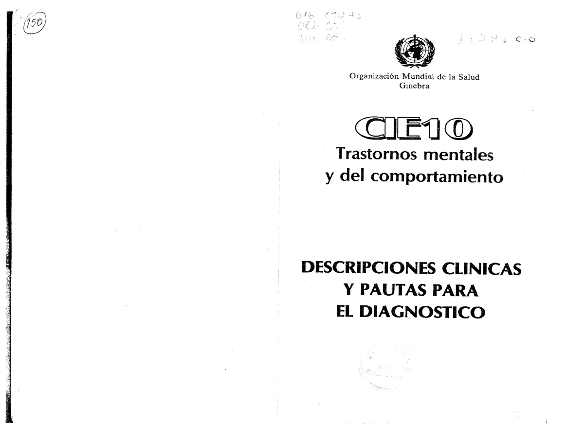 ''CIE 10 Trastornos Mentales Y Del Comportamiento. Descripciones ...