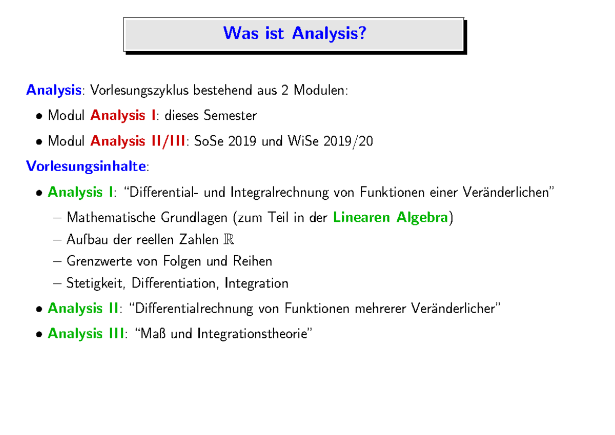 Was Muss Für Uni Analysis Wissen