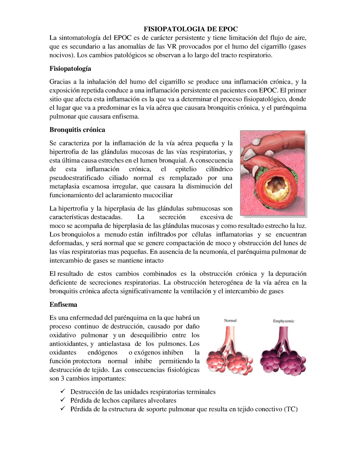 fisiopatología del enfisema