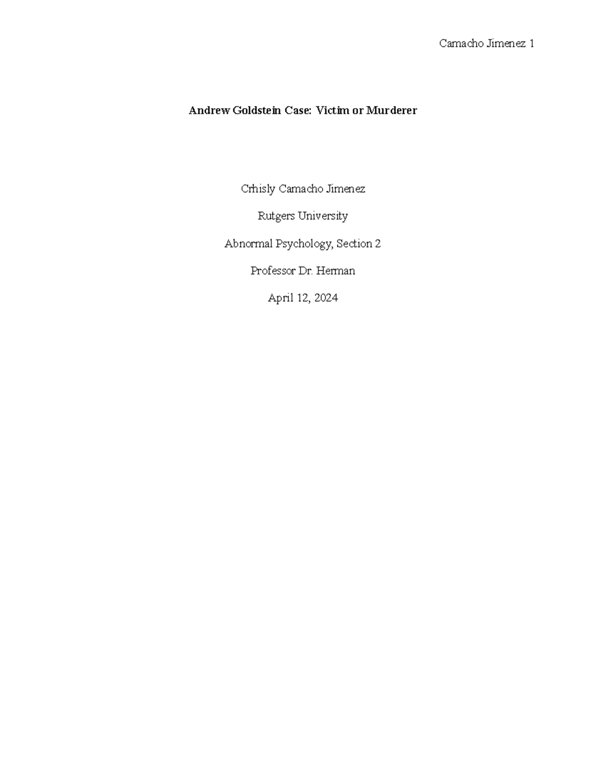 Victim or Murderer - Andrew Goldstein Case: Victim or Murderer Crhisly ...