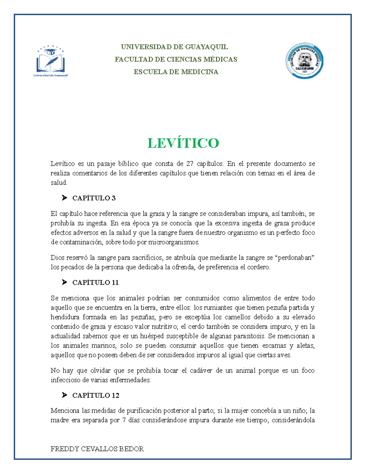 Levitico Act En Clase Medicina 01 Ug Studocu