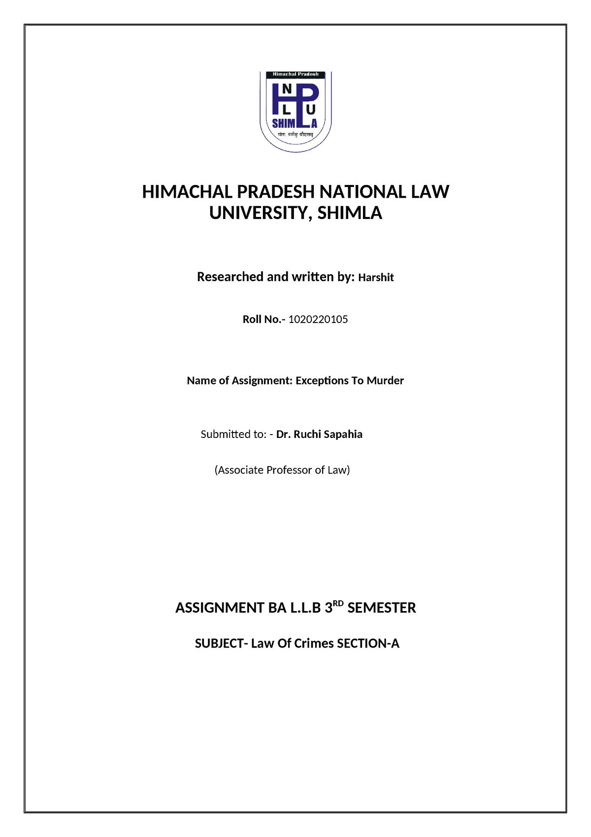 nlu shimlanlu shimlanlu shimla - HIMACHAL PRADESH NATIONAL LAW ...