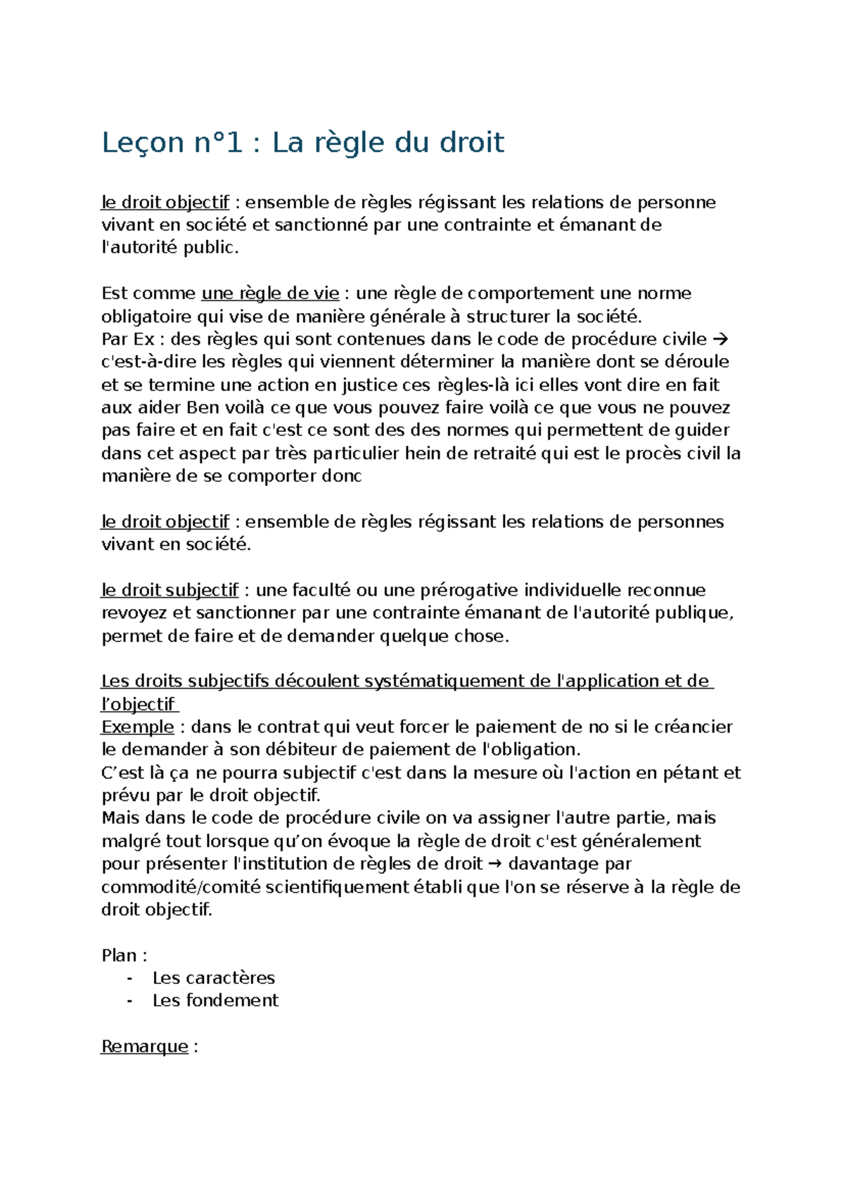 Fiche révision : la règle du droit - Leçon n°1 : La règle du droit le ...