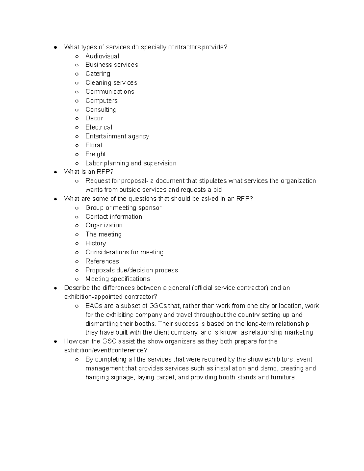 Assignment 4 TCA 210 What types of services do specialty
