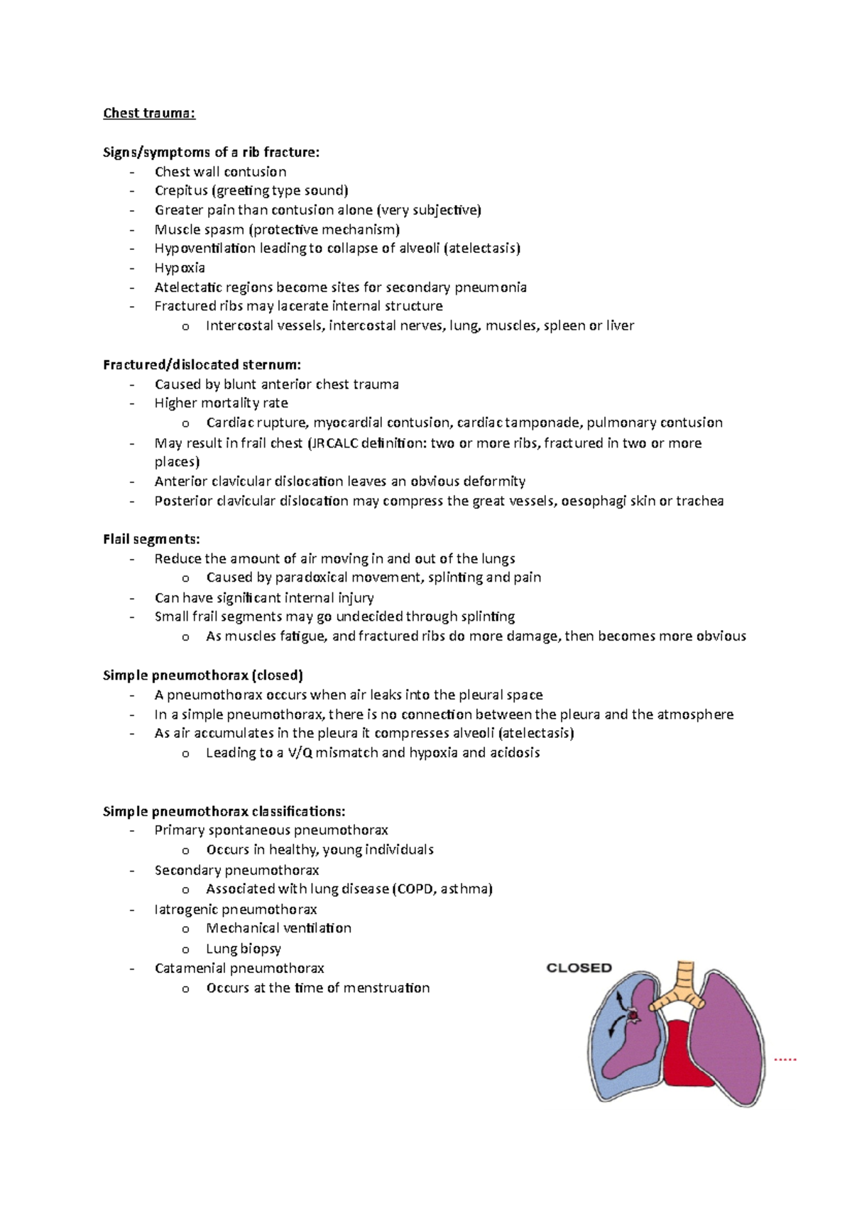 Chest truama - Chest trauma: Signs/symptoms of a rib fracture: - Chest ...