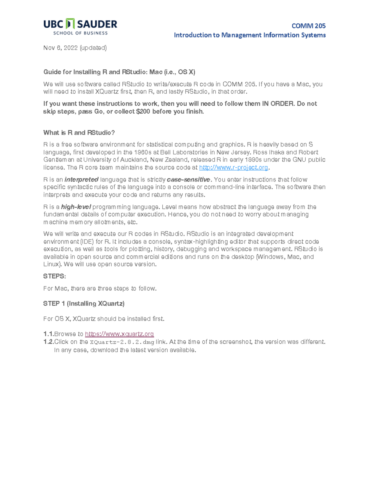 R installation guide for Mac - Introduction to Management Information ...