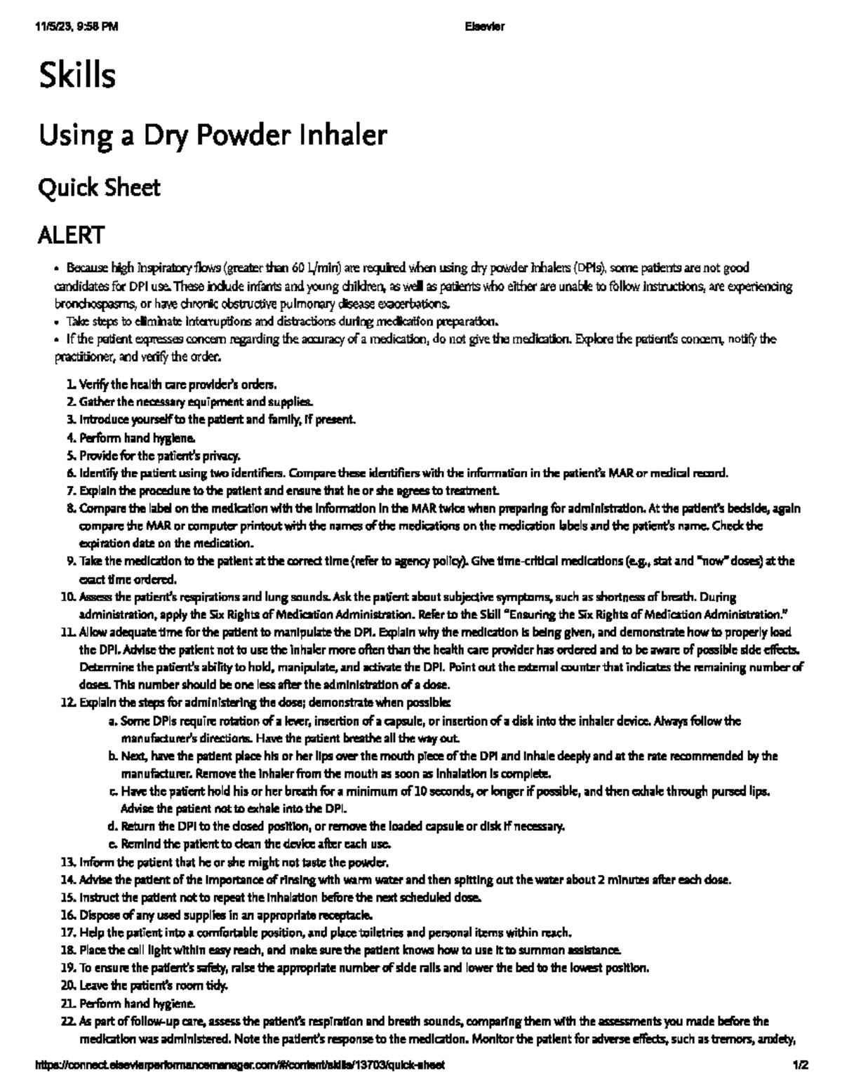Lap 2 pharm class using dry powdered inhaler - DEH 2300 - Studocu