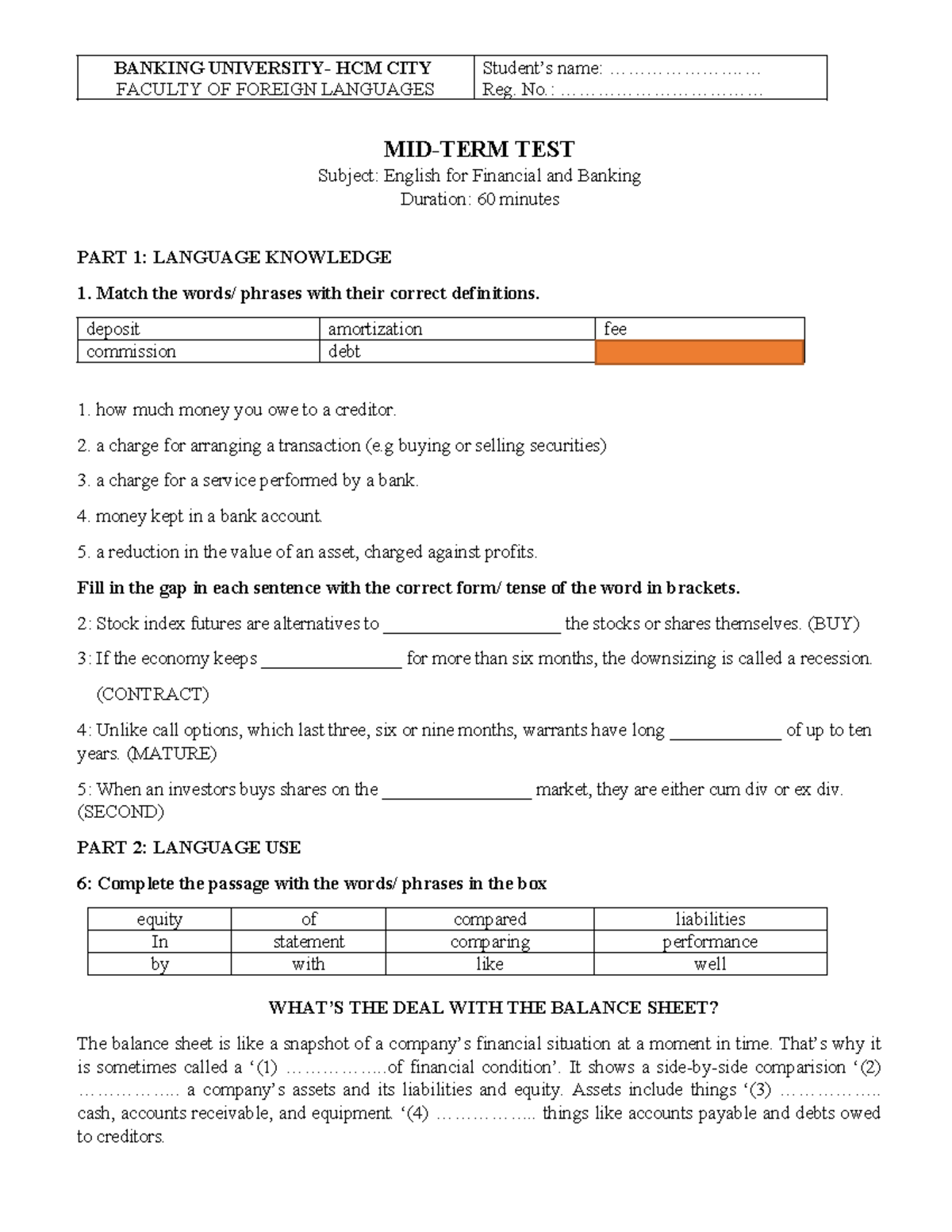 1. MID-TERM TEST - đề kiểm tra giữa kì tacn - BANKING UNIVERSITY- HCM ...