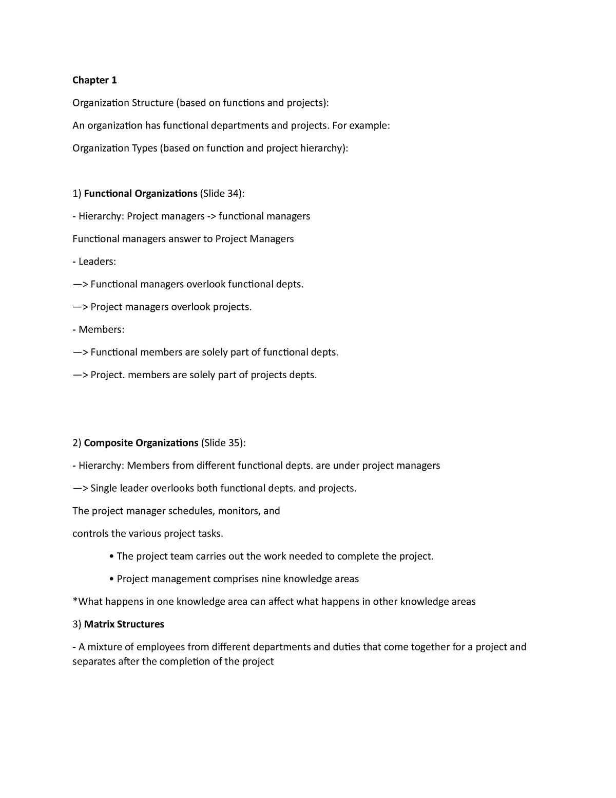 PF1101 notes - Chapter 1 Organization Structure (based on functions and ...